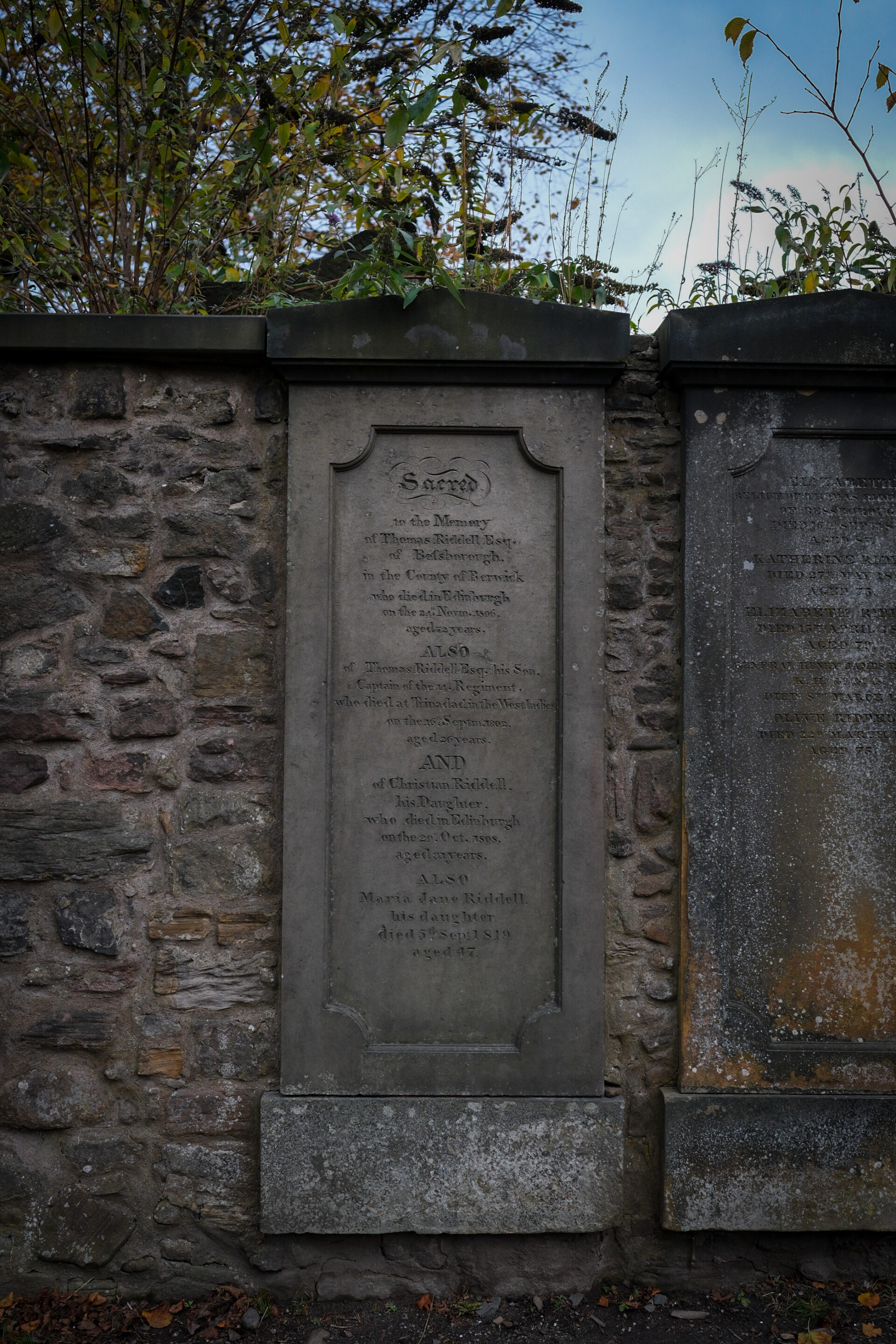 cimetière Greyfriars - tombe Thomas Riddell